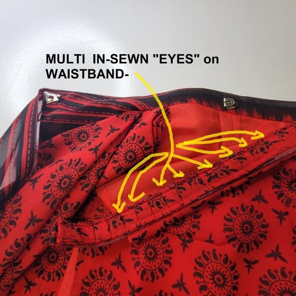 Red and Black Pre Stitched PRE-PLEATED Saree Adjustable Waist - NEW! - Picture 5 of 10